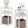 3-Tier Open Storage Nightstand, 1-Pack, Plastic Poles, Sonoma Oak/White