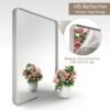 20x30 Silver Bathroom Mirror, Silver Wall Mirror for Vanity, Brushed Metal Framed Rectangle Mirror, Anti-Rust, Brushed Nickel,Shatterproof, Round Corners(Horizontally/Vertically)