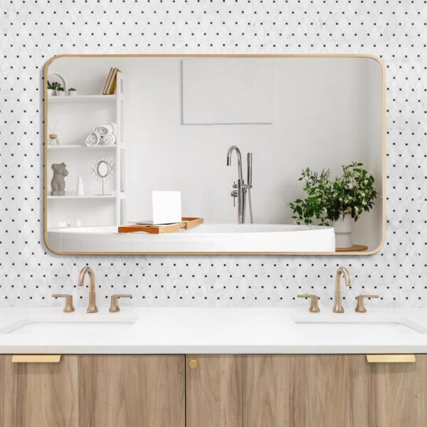 Arched Wall Mirror 20x30 Inch, Black Arch-top Bathroom Vanity Wall Mounted Mirror, Bedroom Modern Black Metal Framed Mirror