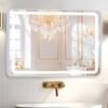 Hollywood Bathroom Mirror 12"*16", Framed Lighted Bathroom Vanity Mirror, Wall Mounted, Dimmable LED Mirror for Bathroom,Gold