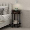 3-Tier Open Storage Nightstand, 1-Pack, Plastic Poles, Sonoma Oak/White