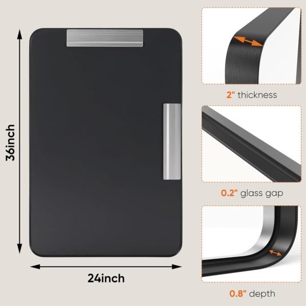 Black Vanity Bathroom Mirror for Wall, Metal Framed Rounded Rectangular Modern Mirrors for Over Sink, 24x36 Inch for Farmhouse, Tempered Glass, Hangs Horizontally or Vertically