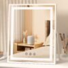 Hollywood Vanity Mirror with Lights, 10''x12'' Memory Makeup Mirror with 3 Color Modes Tabletop Vanity Lighted Mirror with Smart Touch Control, Gifts for Christmas Housewarming Gifts