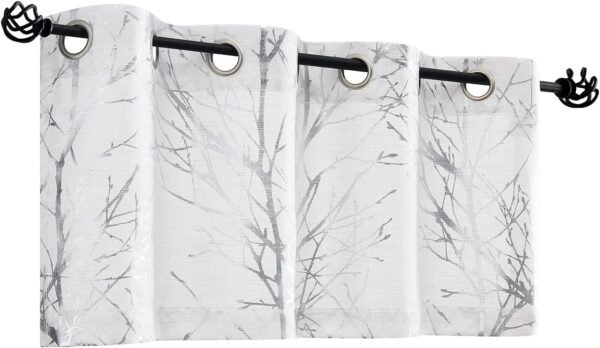 Tree Print Yellow Grey and White Curtains for Living Room Windows - Linen Textured Grommet Branches Pattern Window Treatment Set for Bedroom - 50" W x 96" L - (2 Panels)