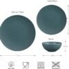 12 Piece Melamine Dinnerware Set - Durable, Dishwasher Safe Plates and Bowls - Casual Dining, Parties, Blue Dish Set Organica Blue Collection