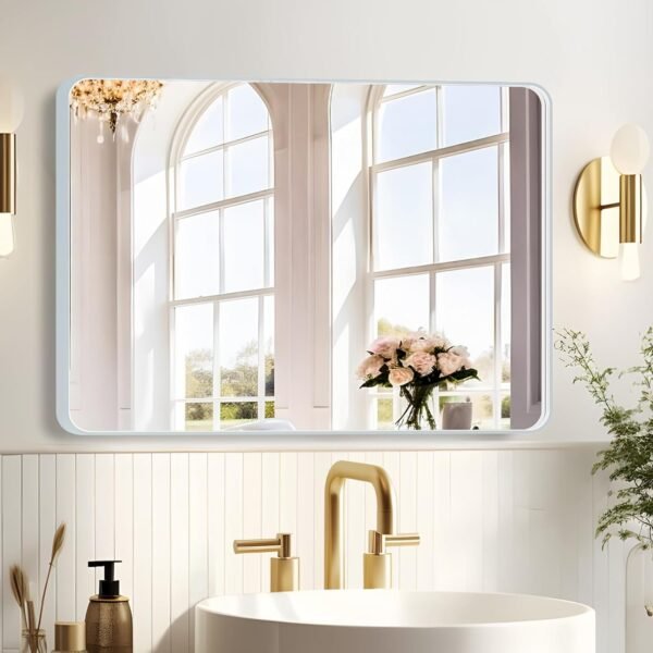 Hollywood Bathroom Mirror 12"*16", Framed Lighted Bathroom Vanity Mirror, Wall Mounted, Dimmable LED Mirror for Bathroom,Gold