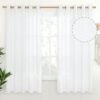 Natural Linen Curtains 63 Inch Length 2 Panels Bronze Grommet Linen Textured Short Window Drapes Light Filtering for Living Room Bedroom, 52 X 63 Inch