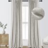100% Blackout Curtains for Bedroom, Thermal Insulated Linen Blackout Curtains 96 Inch Length 2 Panels Set, Back Tab/Rod Pocket Room Darkening Curtains for Bedroom, Nursery -Oatmeal,W50 X L96