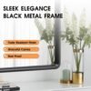 22x30 Inch Black Bathroom Mirror - Metal Frame Rectangle Vanity Mirror for Wall - Ideal for Bathroom, Living Room, Bedroom, and More - Hanging Horizontal or Vertical