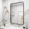20x30 Silver Bathroom Mirror, Silver Wall Mirror for Vanity, Brushed Metal Framed Rectangle Mirror, Anti-Rust, Brushed Nickel,Shatterproof, Round Corners(Horizontally/Vertically)