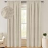 100% Blackout Shield Linen Blackout Curtains 84 Inches Long 2 Panels Set, Blackout Curtains for Bedroom, Thermal Insulated Rod Pocket Window Curtains & Drapes Living Room, 50W X 84L, Beige