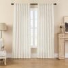 Linen Curtains 2 Panel Set,Light Filtering, Ivory on Linen Curtains 96 Inch Curtains for Living Room, Cream Drapes 96 Inches Long Rod Pocket Back Tab Curtains (96" L x 52" W)