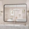 Black Bathroom Mirror Large Rectangle Vanity Framed Mirror for Wall, 30x40 Inch Modern Metal Wall Mirror Farmhouse, Anti-Rust, Tempered Glass, Hangs Horizontally or Vertically