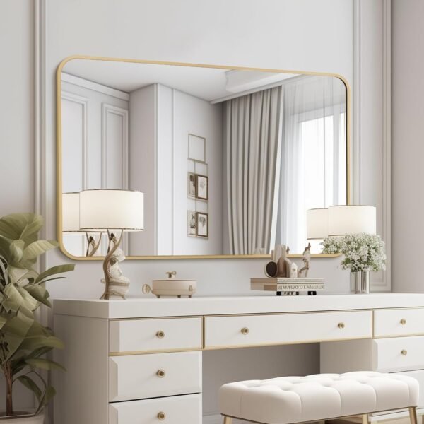 Arched Wall Mirror 20x30 Inch, Black Arch-top Bathroom Vanity Wall Mounted Mirror, Bedroom Modern Black Metal Framed Mirror