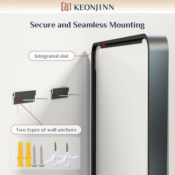 71Er5v1nN4L._AC_SL1500.jpg Black Metal Framed Bathroom Mirrors for Wall, 20 x 30 Inch Rounded Rectangle Bathroom Vanity Mirror, Matte Black Farmhouse Mirror with Seamless Frame, HD Tempered Glass(Horizontal/Vertical)