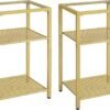 Side Tables Set of 2, 3-Tier Slim Nightstands with Storage Shelves, Modern End Tables, Tempered Glass Bedside Tables, for Living Room, Bedroom, Black BK77BZP201
