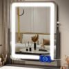 Makeup Vanity Mirror with Lights 15.2" Large LED Lighted Mirror, Hollywood Make Up Mirror with Lighting for Bedroom Tabletop, Smart Touch, Detachable 10X Magnification 360° Rotation, (White)