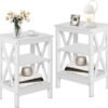 Modern Nightstands Side End Table Night Stand with Storage Shelf for Bedroom,Living Room, Set of 1, White(one)