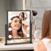 Hollywood Vanity Mirror with Lights 8 Dimmable Bulbs, 3 Color Light, Touch Control, LED Lighted Makeup Mirrors for Dorm, Detachable 10X Magnification Mirror Black