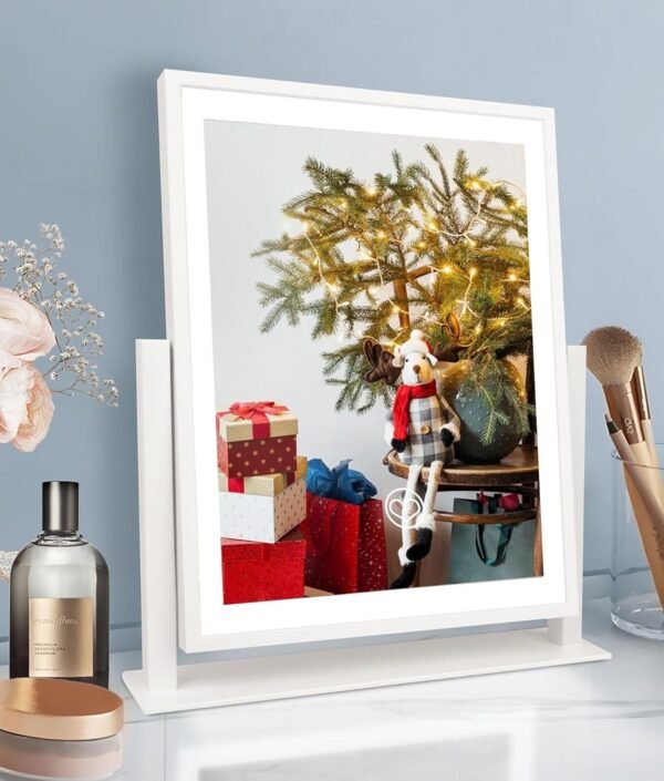 Makeup Mirror with Lights, Fashion Lighted Vanity Mirror with Dimmable Light, Smart Control, Adjustable Warm White/Natural/Daylight, Birthday Wedding Gift, 360°Rotation (Black, 13inch)