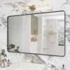 20x30 Silver Bathroom Mirror, Silver Wall Mirror for Vanity, Brushed Metal Framed Rectangle Mirror, Anti-Rust, Brushed Nickel,Shatterproof, Round Corners(Horizontally/Vertically)