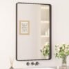 71KRXGG2JML._AC_SL1500.jpg Black Metal Framed Bathroom Mirrors for Wall, 20 x 30 Inch Rounded Rectangle Bathroom Vanity Mirror, Matte Black Farmhouse Mirror with Seamless Frame, HD Tempered Glass(Horizontal/Vertical)