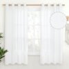 Natural Linen Curtains 63 Inch Length 2 Panels Bronze Grommet Linen Textured Short Window Drapes Light Filtering for Living Room Bedroom, 52 X 63 Inch