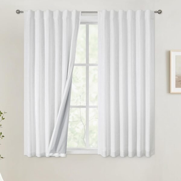 Chambray Blue Full Blackout Curtains 84 inch for Bedroom Living Room Darkening Soundproof Window Panels Thermal Insulated Rod Pocket Back Tab Grayish Blue Drapes 2 Panels 50" Wx84 L