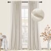100% Blackout Curtains for Bedroom, Thermal Insulated Linen Blackout Curtains 96 Inch Length 2 Panels Set, Back Tab/Rod Pocket Room Darkening Curtains for Bedroom, Nursery -Oatmeal,W50 X L96
