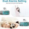 ALANAS Digital Alarm Clock with Dual Alarms, Mirror LED Bedroom Alarm Clocks for Kids, Adjustable Brightness, Snooze, 2 USB Ports for Cellphone Charging, 12/24 Hour Display.