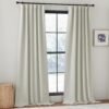 Faux Linen Curtains 90 inches Long for Doorway, Pinch Pleated Thick Room Darkening Window Treatments Noise Reducing Privacy for Living Room/Bedroom, Natural, W34 x L90, 2 Panels