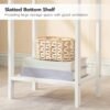 End Table, Bamboo Side Table with Drawer, Rattan Nightstand for Small Space, Tall Bedside Table, Phone Table Easy to Assemble, for Bedroom, Living Room, Study Room, White WT109BZ01