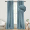 100% Blackout Curtains for Bedroom, Thermal Insulated Linen Blackout Curtains 96 Inch Length 2 Panels Set, Back Tab/Rod Pocket Room Darkening Curtains for Bedroom, Nursery -Oatmeal,W50 X L96