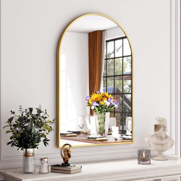 71SQjIEIqCL._AC_SL1500.jpg 24"x36" Gold Arched Bathroom Mirror - Wall Mirror for Bathroom, Metal Frame Vanity Mirror, Dresser Mirror, Arch Decorative Mirrors for Living Room, Bedroom, Entryway, Mantle