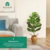 Artificial Fiddle Leaf Fig Tree 37" Fake Potted Ficus Lyrata Plant with Handmade Seagrass Basket, Perfect Faux Plants Home Décor for Indoor Outdoor Office Porch Balcony Bedroom Bathroom Gift
