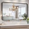 Black Bathroom Mirror for Wall, 20 x 28 Inch Rectangluar Black Metal Framed Mirror, Modern Wall Mounted Vanity Mirror for Bathroom, Vertical or Horizontal