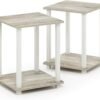 Simplistic Set of 2 End Table, Espresso/Black