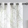 Tree Print Yellow Grey and White Curtains for Living Room Windows - Linen Textured Grommet Branches Pattern Window Treatment Set for Bedroom - 50" W x 96" L - (2 Panels)