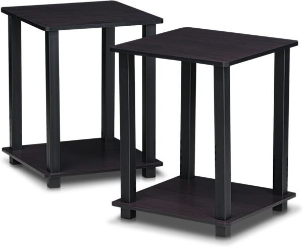 Simplistic Set of 2 End Table, Espresso/Black