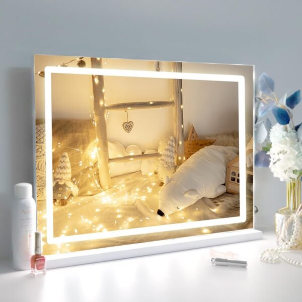 Vanity/Makeup Mirror with Lights,10X Magnification,Large Hollywood Lighted Vanity Mirror with 15 Dimmable LED Bulbs,3 Color Modes,Touch Control for Bedroom,Tabletop or Wall-Mounted