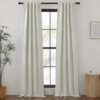 Faux Linen Curtains 90 inches Long for Doorway, Pinch Pleated Thick Room Darkening Window Treatments Noise Reducing Privacy for Living Room/Bedroom, Natural, W34 x L90, 2 Panels