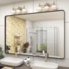 20x30 Silver Bathroom Mirror, Silver Wall Mirror for Vanity, Brushed Metal Framed Rectangle Mirror, Anti-Rust, Brushed Nickel,Shatterproof, Round Corners(Horizontally/Vertically)