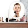 Oval Vanity Mirror with Lights 3 Colors Modes Hollywood Lighted Makeup Mirror with Smart Touch Control Brightness Adjustable & 360°Rotation