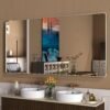 22x30 Inch Bronze Bathroom Mirror for Vanity, Brushed Bronze Metal Frame Mirror for Wall, Rounded Rectangle Bronze Frame Mirror with Tempered Glass, Anti-Rust (Horizontal/Vertical)