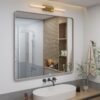 20x30 Silver Bathroom Mirror, Silver Wall Mirror for Vanity, Brushed Metal Framed Rectangle Mirror, Anti-Rust, Brushed Nickel,Shatterproof, Round Corners(Horizontally/Vertically)