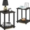 Simplistic Set of 2 End Table, Espresso/Black