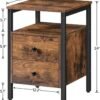 Nightstand, Bedside Table with 2 Drawers and Storage Shelves, Side End Table, Sofa Table for Living Room, Bedroom, Accent Furniture, Easy Assembly, Rustic Brown and Black BF43BZ01G2