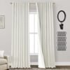 108 Inch Long Blackout Curtains & Drapes for Track System Pleated with Hooks Rings 2 Panels Set,Linen Black Out Back Tab 9FT Ceiling to Floor Length Curtains for Living Room,Cream Ivory
