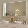 22x30 Inch Bronze Bathroom Mirror for Vanity, Brushed Bronze Metal Frame Mirror for Wall, Rounded Rectangle Bronze Frame Mirror with Tempered Glass, Anti-Rust (Horizontal/Vertical)