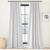 Faux Linen Curtains 90 inches Long for Doorway, Pinch Pleated Thick Room Darkening Window Treatments Noise Reducing Privacy for Living Room/Bedroom, Natural, W34 x L90, 2 Panels